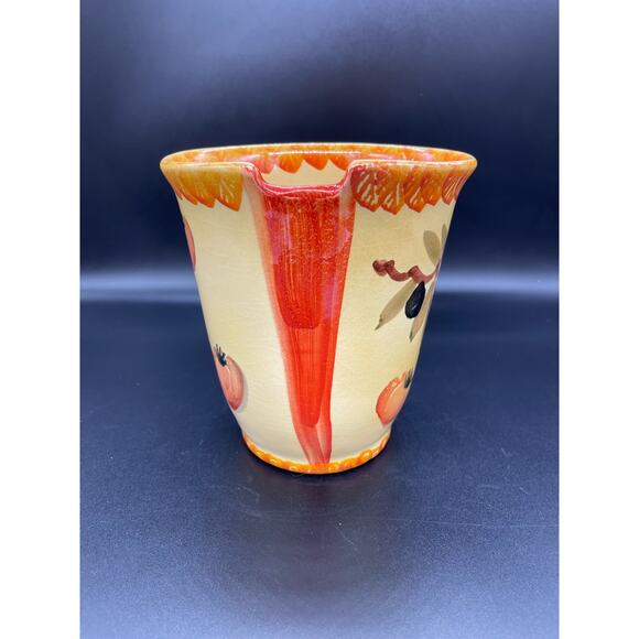 Vintage Italica ARS Pottery Utensil Vase Hand Painted Olives Made in Italy - Picture 2 of 7